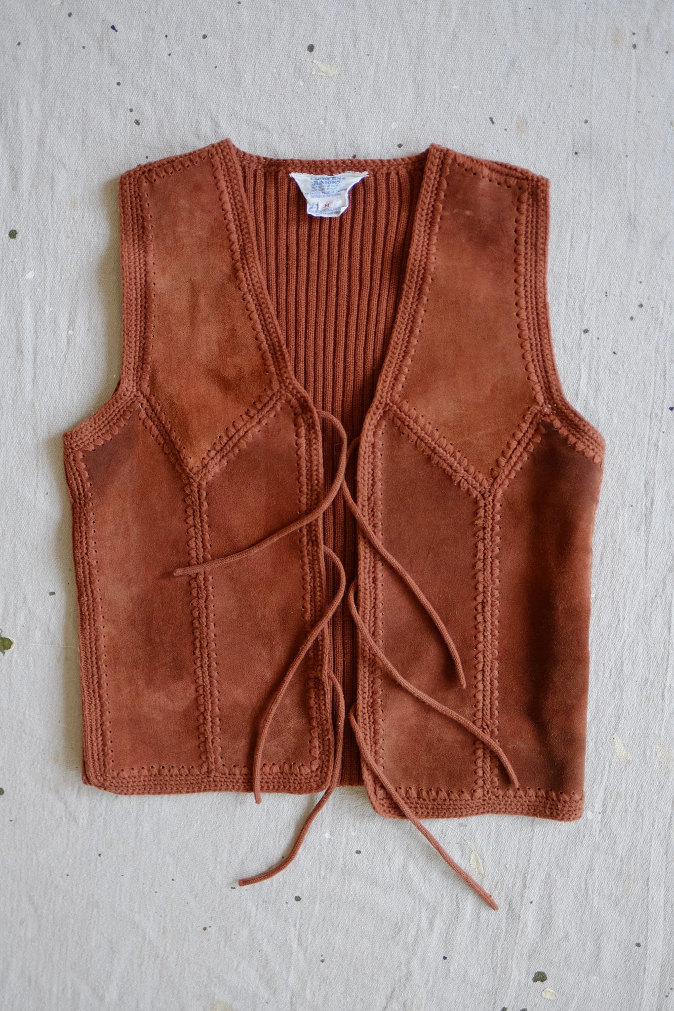 70s Suede Patchwork Vest - M