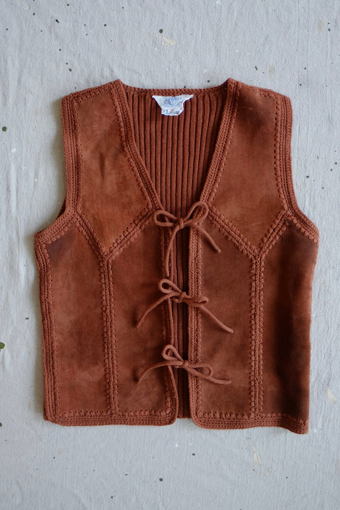 70s Suede Patchwork Vest - M