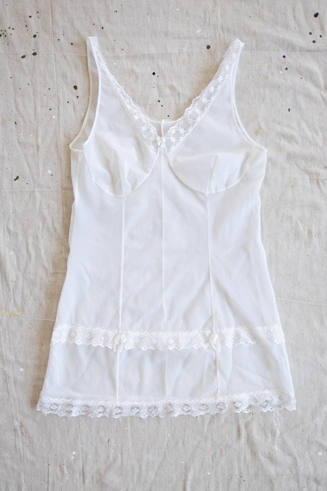 Vintage Short White Lace Slip