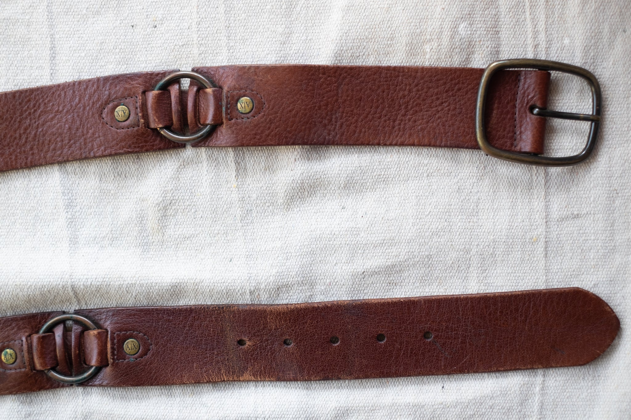 Vintage Armani Exchange Brown Leather Belt (36" - 40")