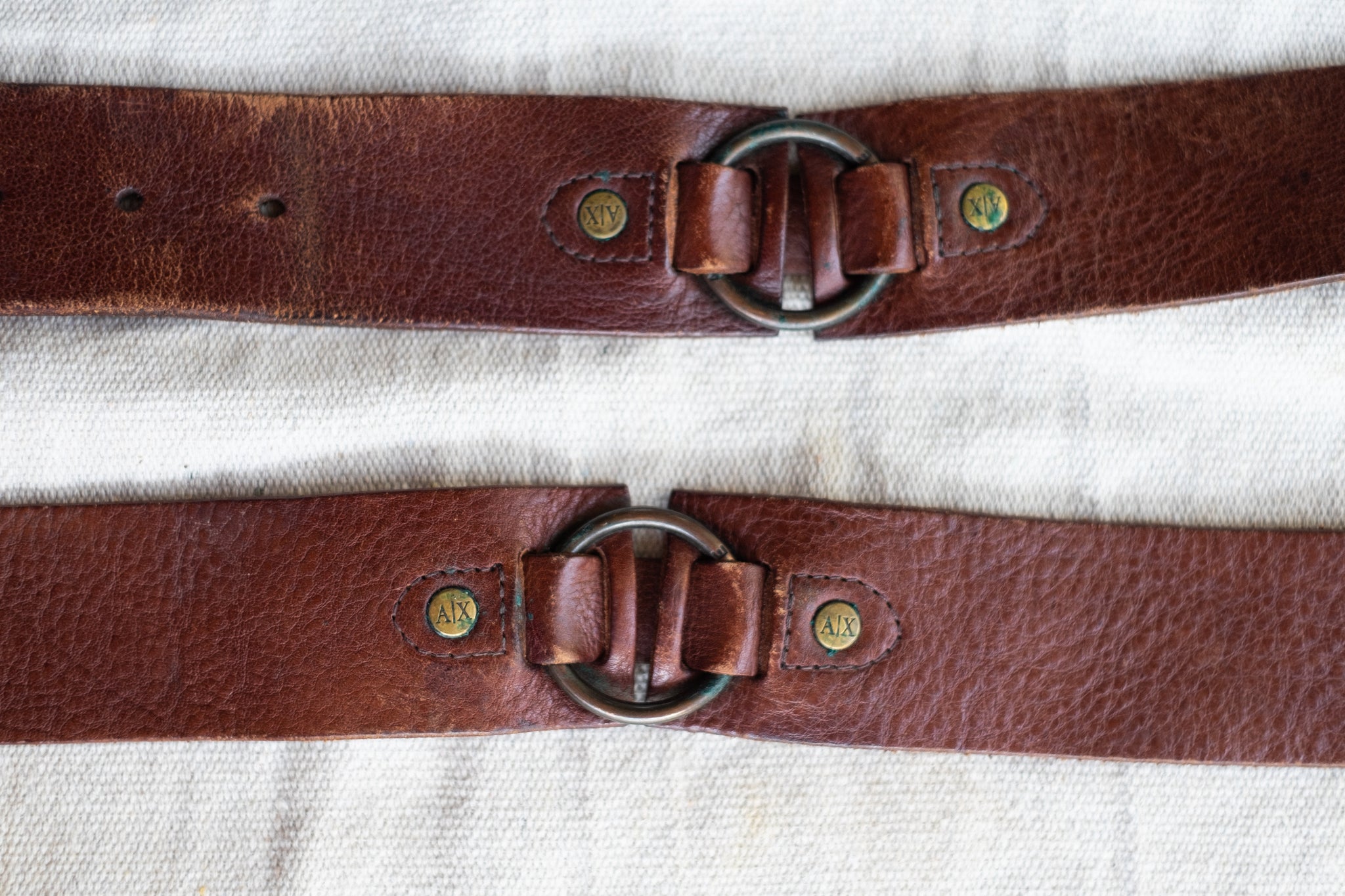 Vintage Armani Exchange Brown Leather Belt (36" - 40")