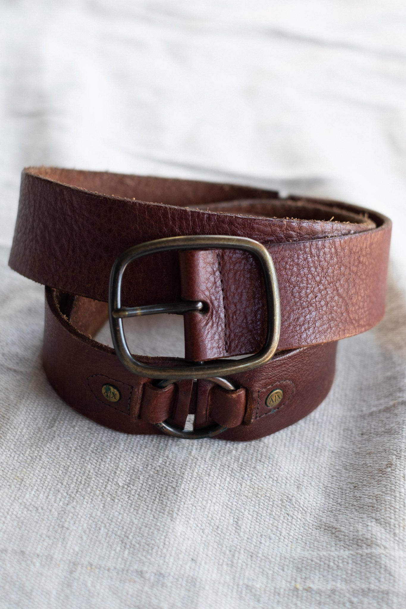 Vintage Armani Exchange Brown Leather Belt (36" - 40")