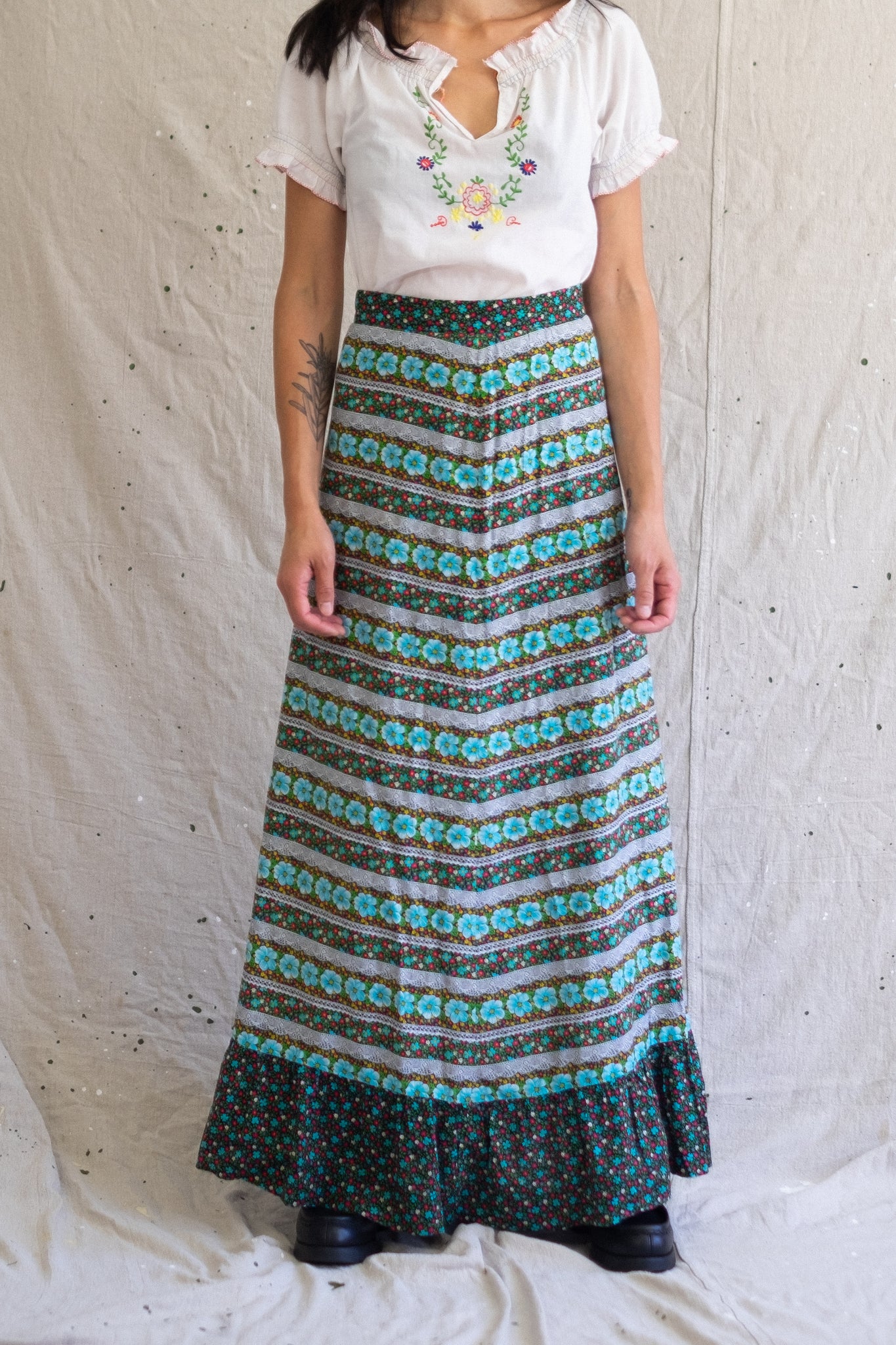 Vintage Floral Maxi Skirt - 24"