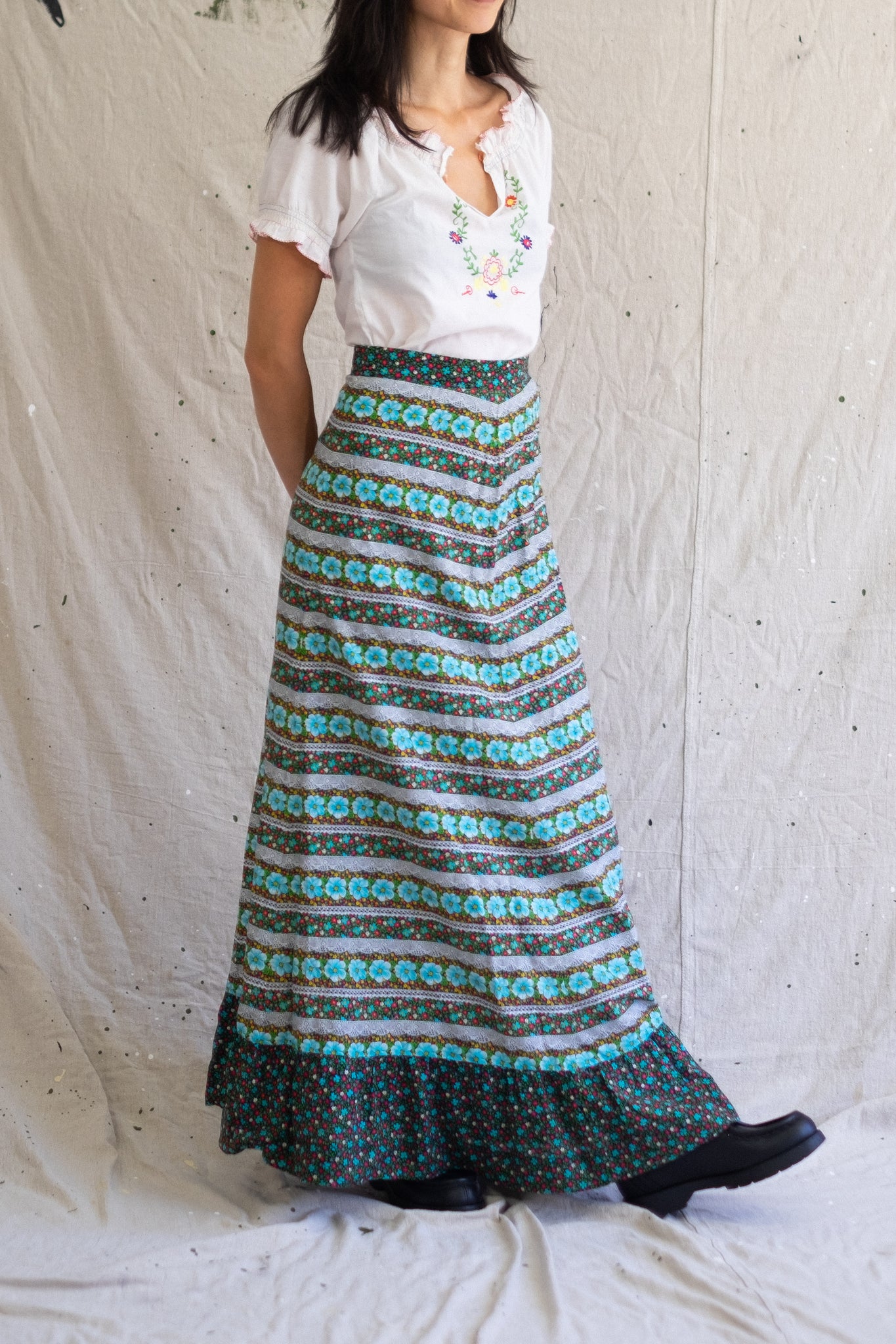 Vintage Floral Maxi Skirt - 24"