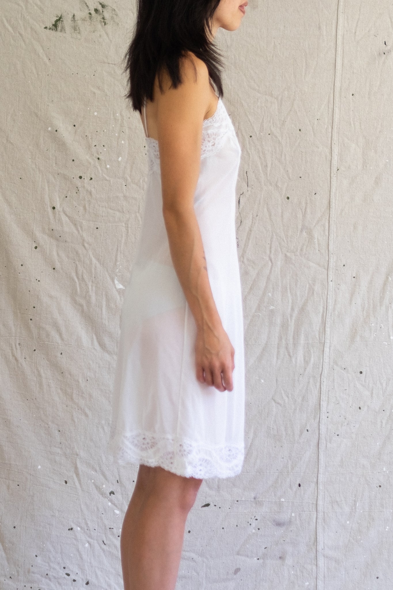 Vintage Pretty White Slip - XS