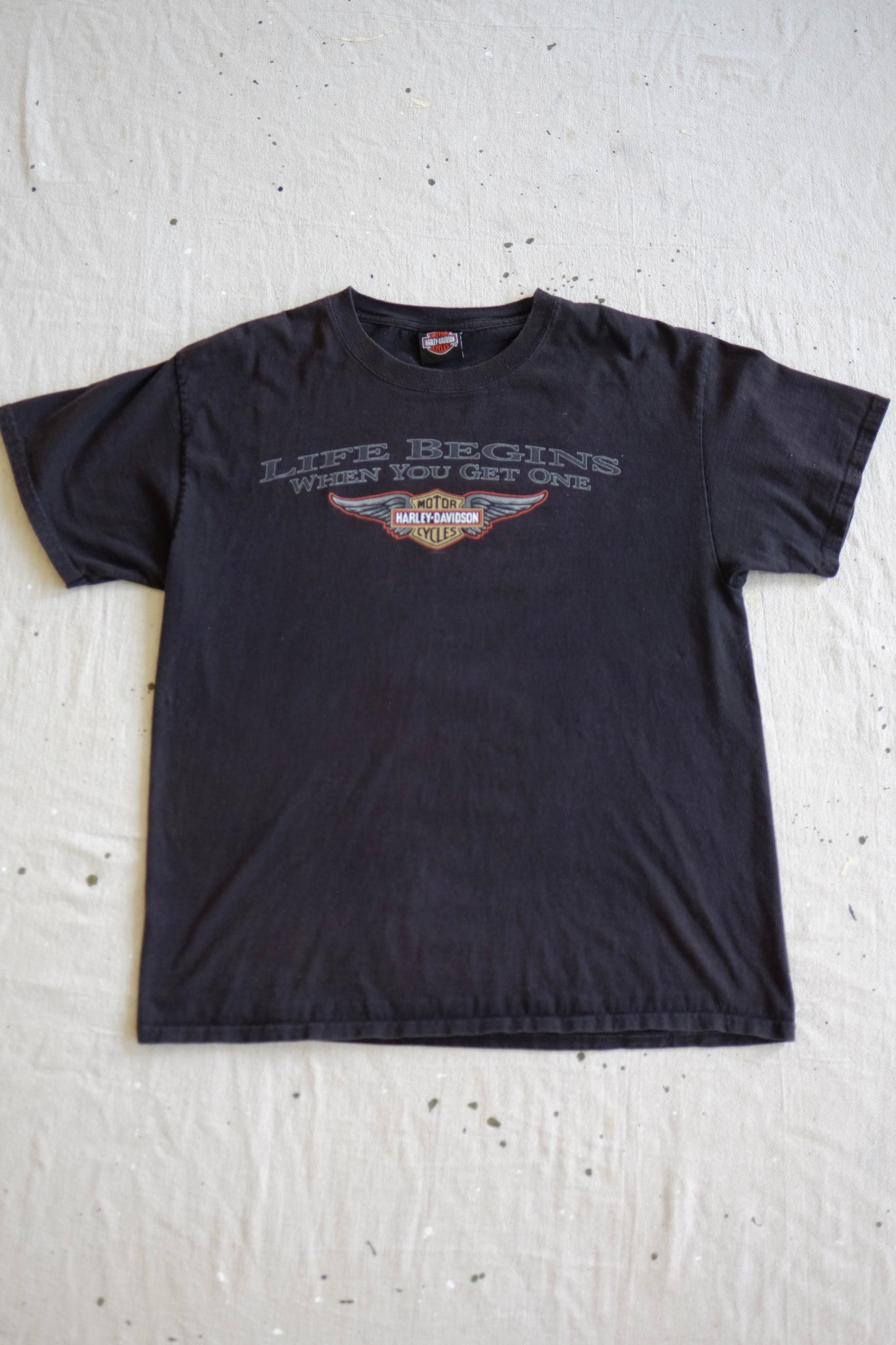 Harley Davidson "Life Begins When You Get One" Black Tshirt - L