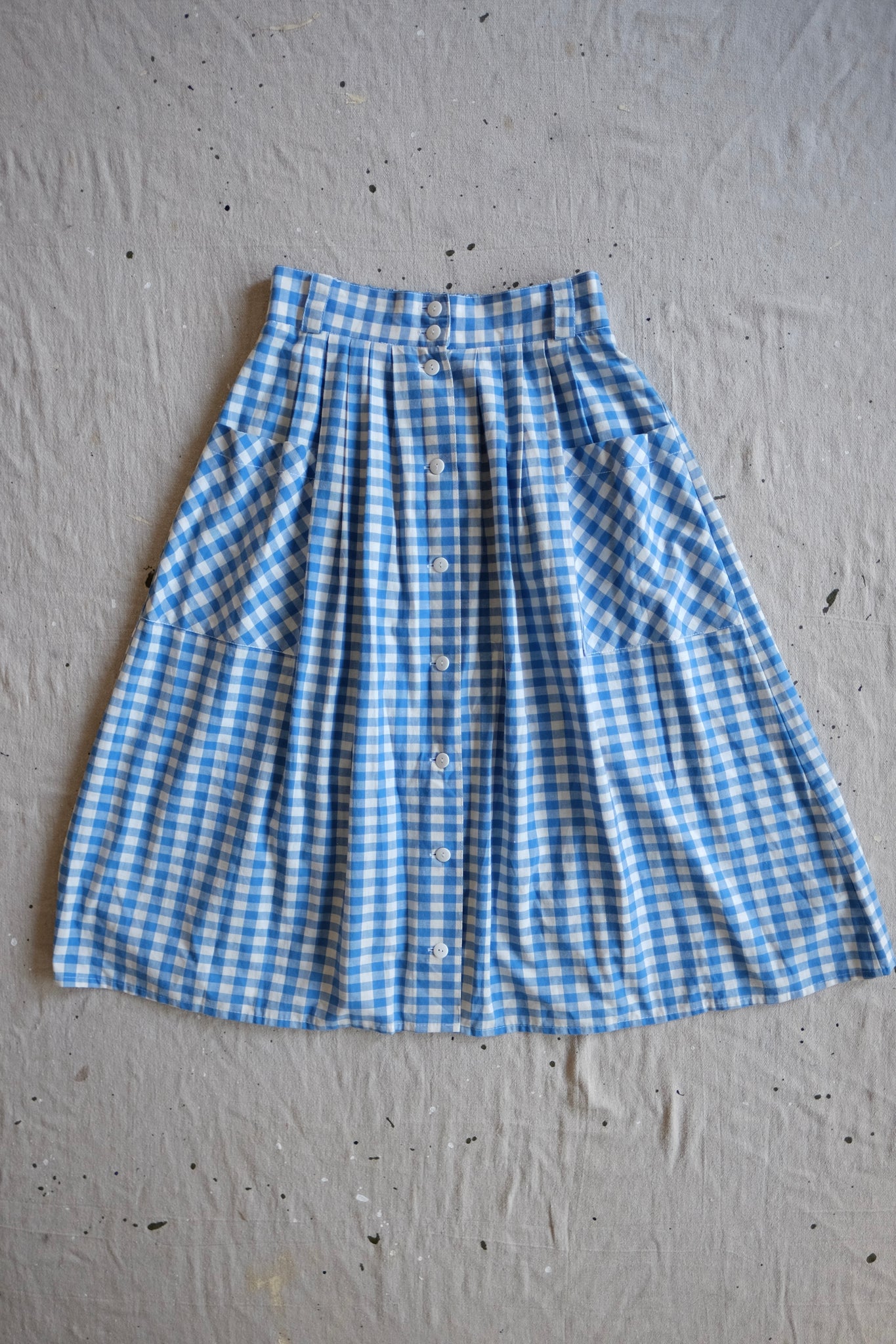 Blue/White Cotton Gingham Skirt - 26"