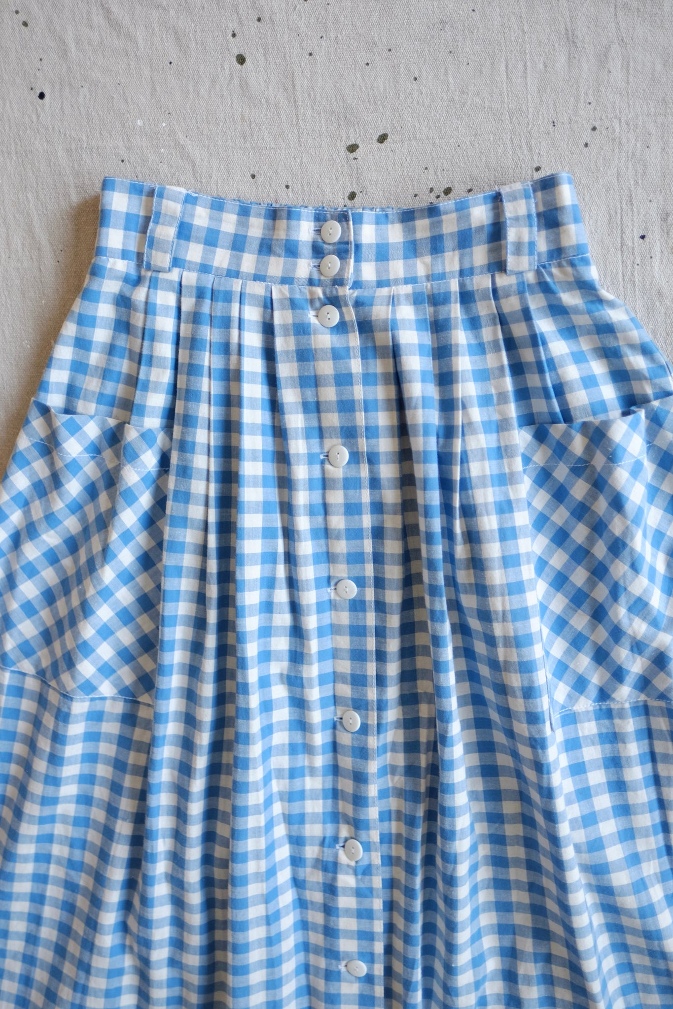 Blue/White Cotton Gingham Skirt - 26"