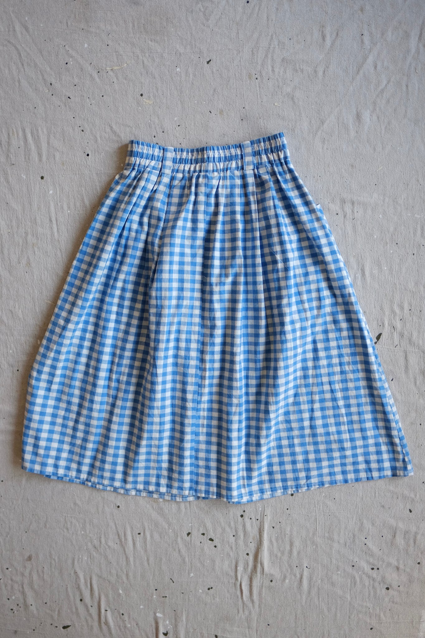 Blue/White Cotton Gingham Skirt - 26"