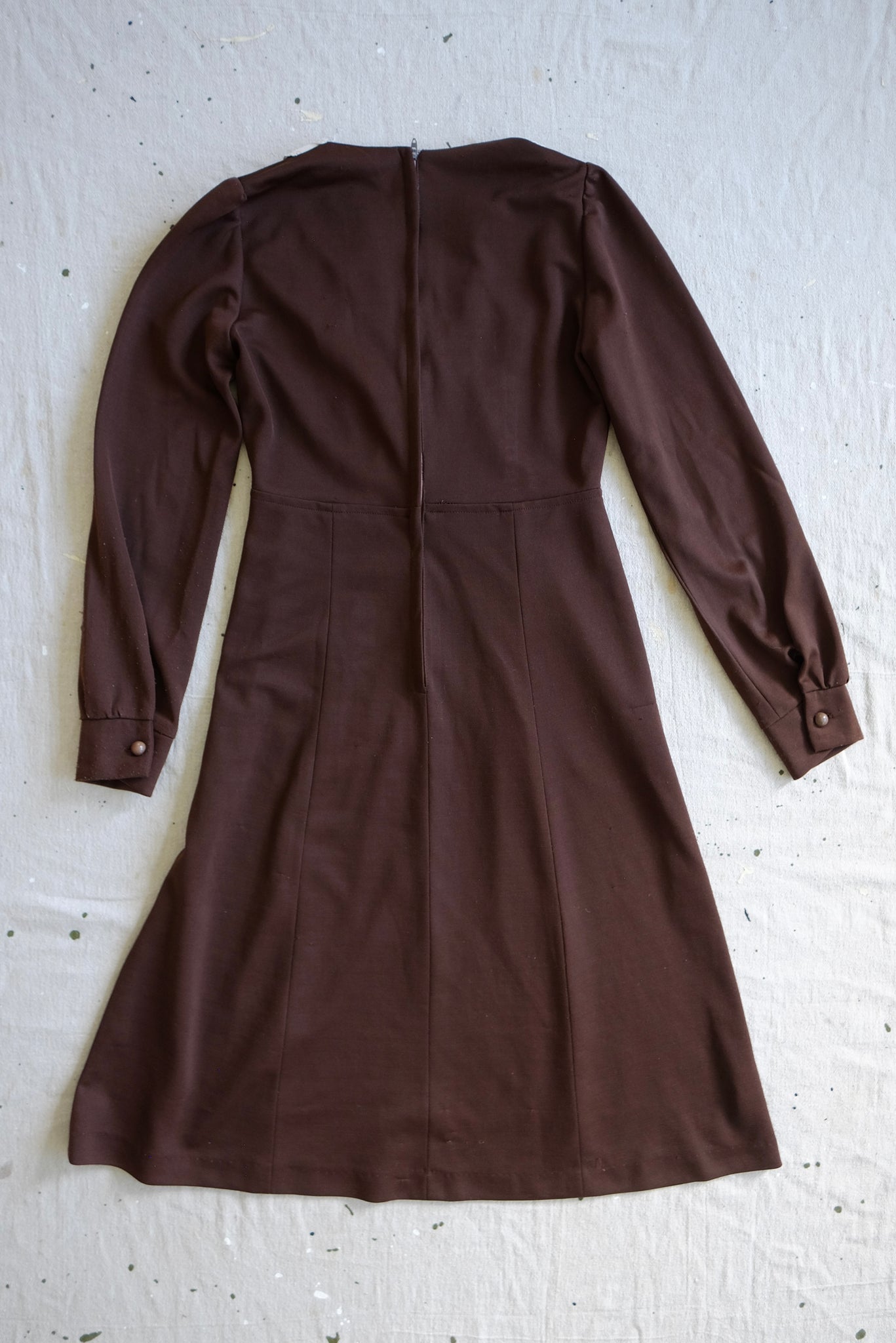 70s Brown Embroidered Dress - XS/S