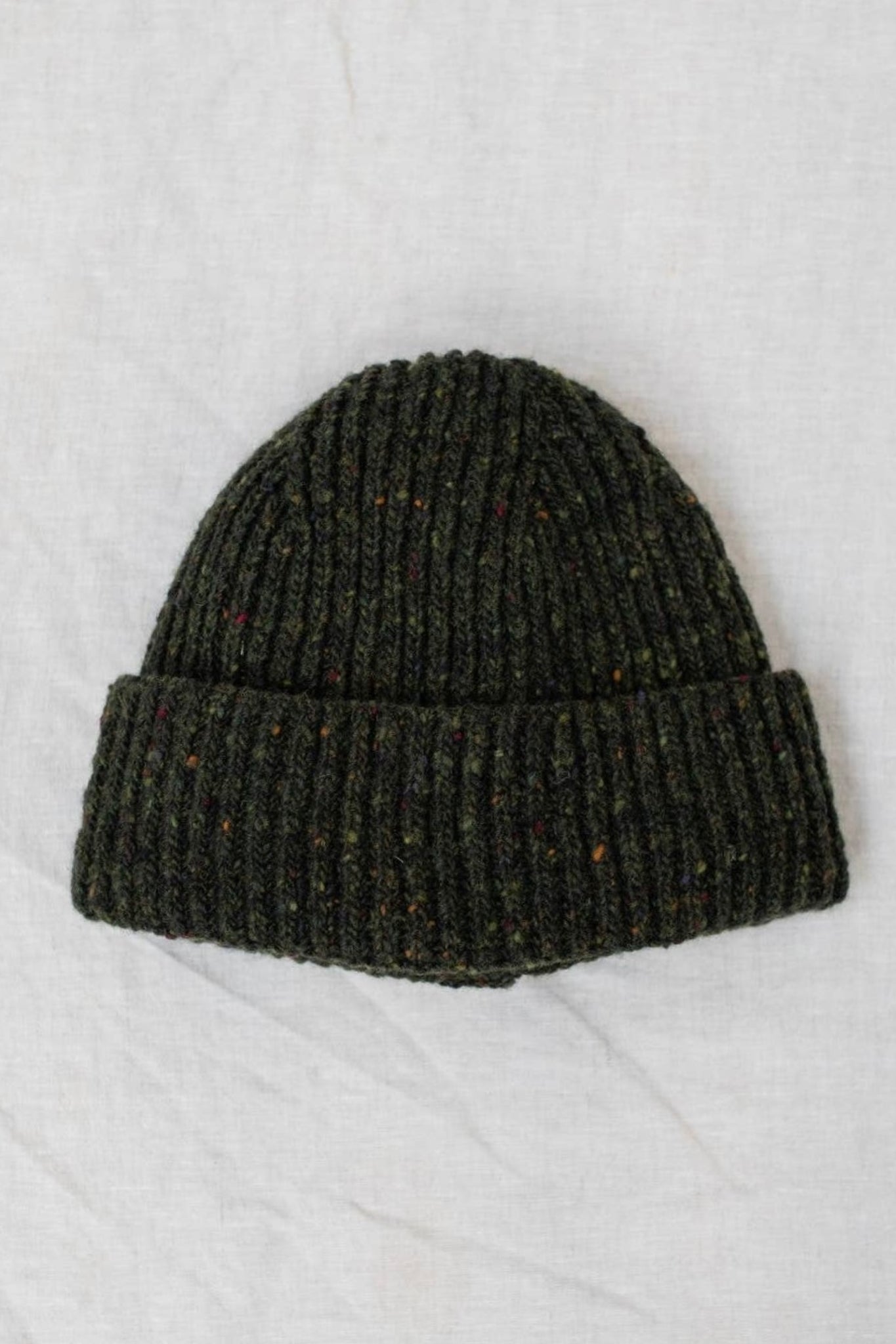 Donegal Wool Beanie in Forest Green